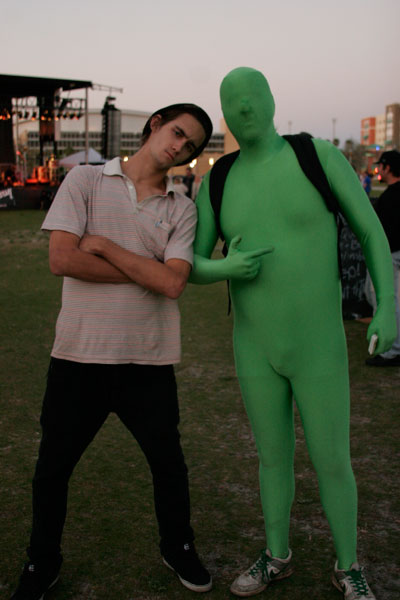 Dylan saw green screen man and got a photo