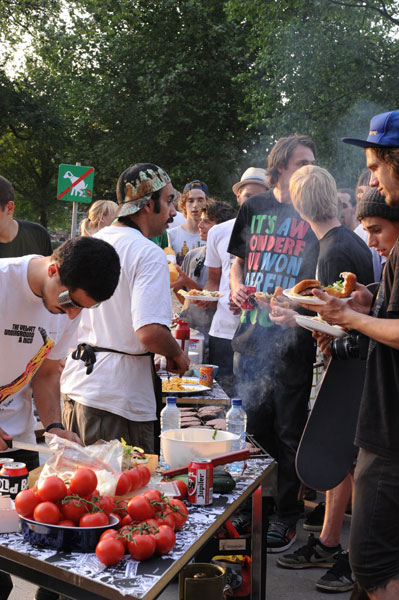 Amsterdam: There's a BBQ at the bowl.  So American