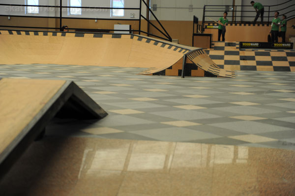 The floor and many of the bank ramps are marble