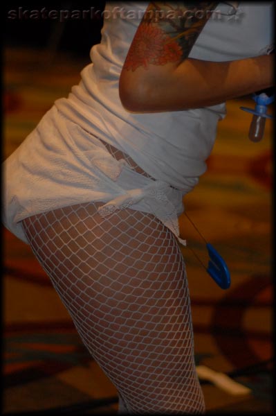 Diaper butt and fishnets