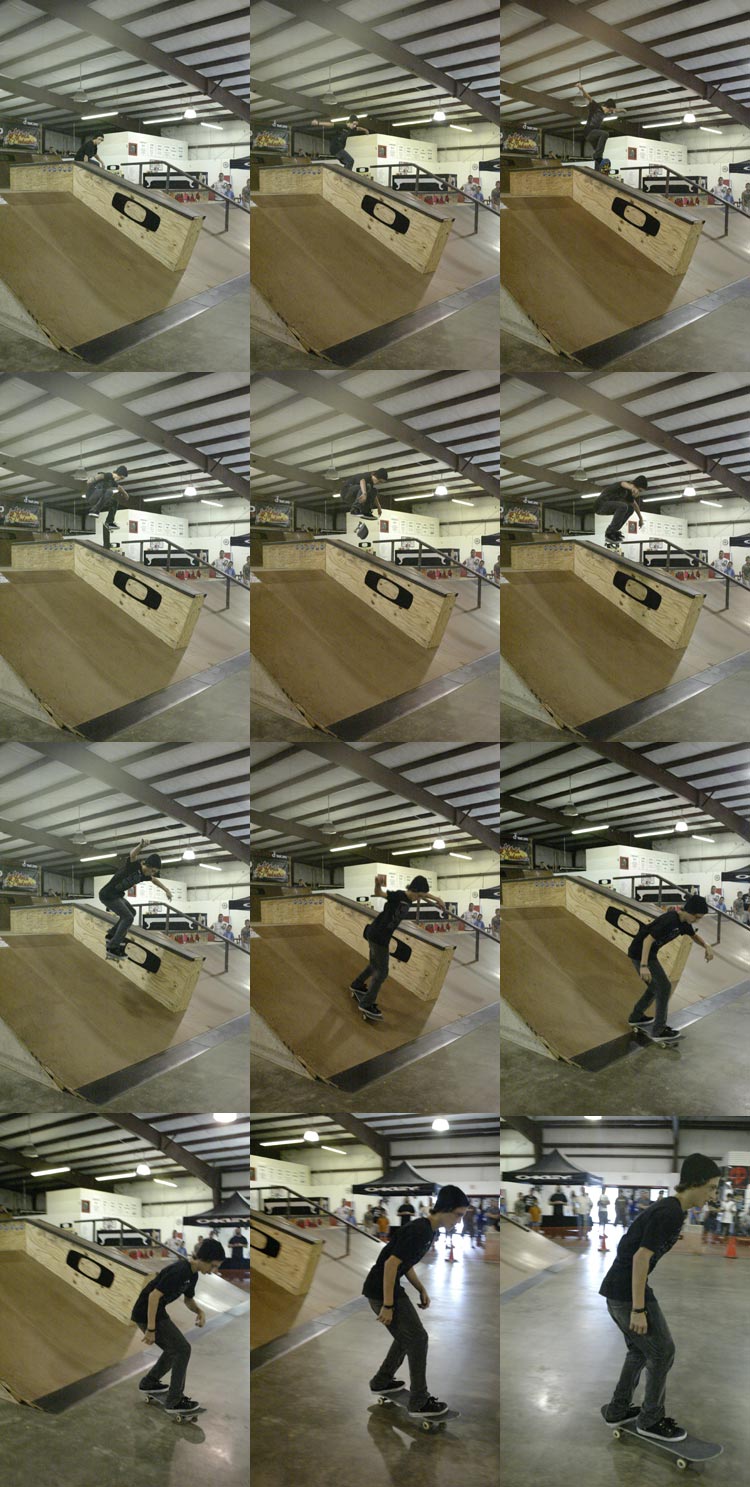 Knibbs - kickflip over the hubba into the bank