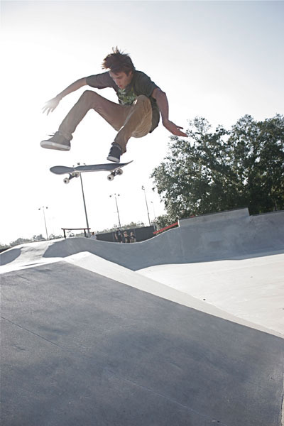 Dylan Perry sailing a frontside flip