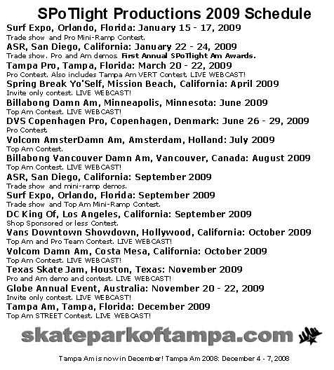 SPoTlight Productions 2009 Schedule