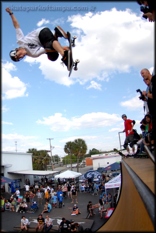 Zach Miller here doing an Indy nosebone | Skatepark of Tampa Photo