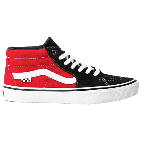 vans shoes red and black high tops