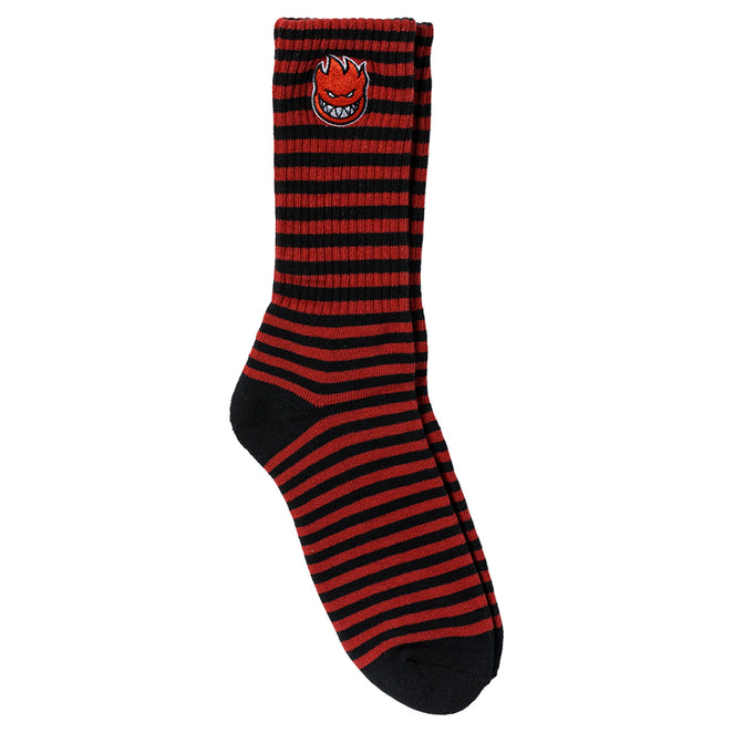 Spitfire Bighead Fill Embroidered Striped Crew Socks