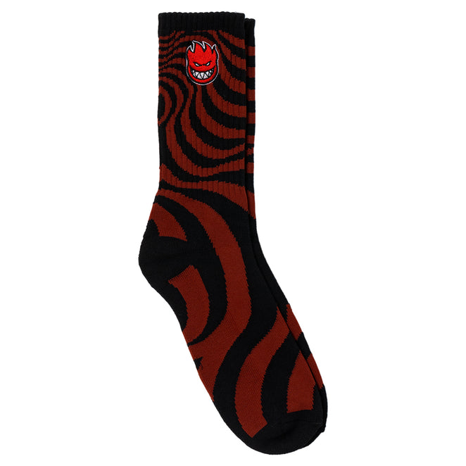 Spitfire Bighead Embroidered Swirl Dark Red Crew Socks