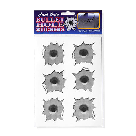 Cash Only Bullet Hole Stickers