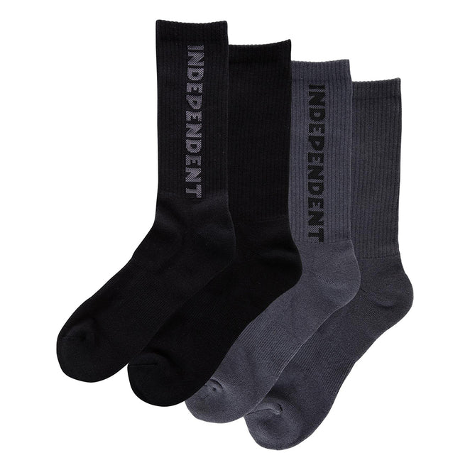 Independent Baseline 2-Pack Black Charcoal Crew Socks