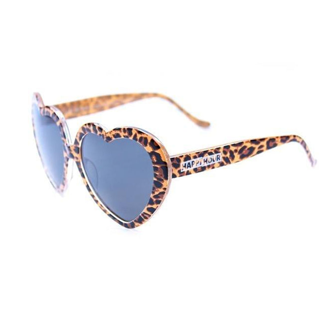 Happy Hour Eyewear Heart On Leopard Sunglasses