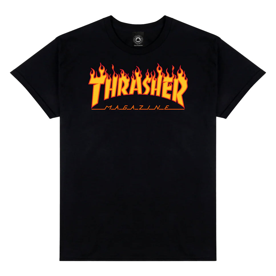 T-shirt Thrasher Magazine Flame Logo - Noir, Taille M - Homme, Streetwear Skate