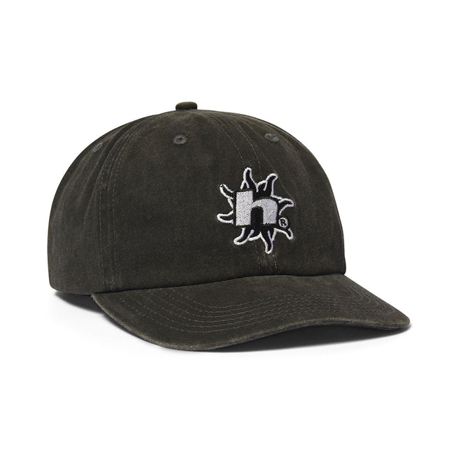 HUF Washed Black Sol Denim 6-Panel Strap-Back Hat