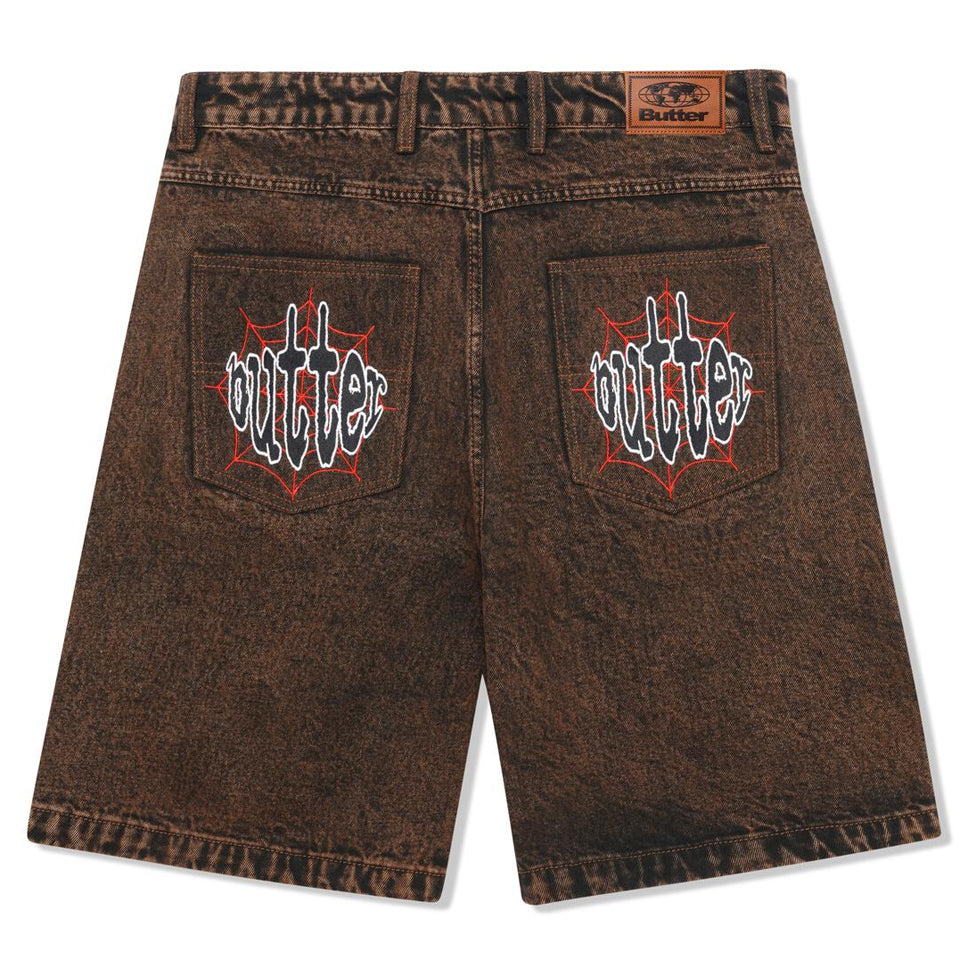 Butter Goods Spider Denim Shorts Acid Brown / 28