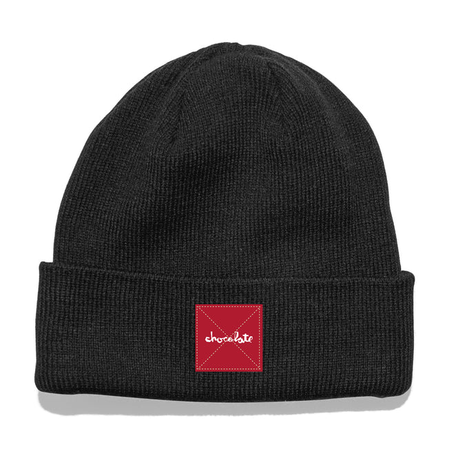Chocolate Square Label Tight Cuff Beanie