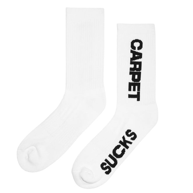 Carpet Company Sucks White Crew Socks