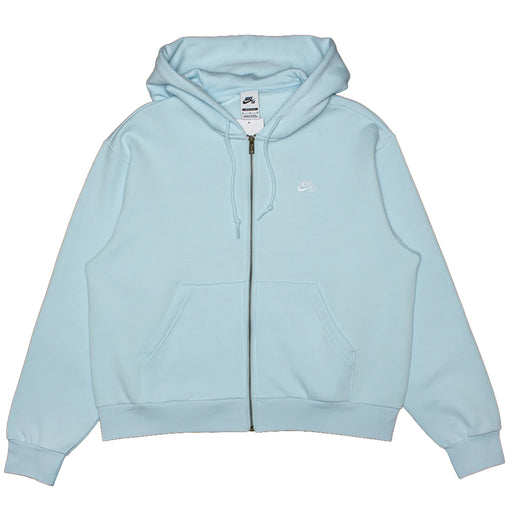 Nike SB Glacier Blue Essentials Embroidered Fleece Zip-Up Skate Hooded Sweatshirt