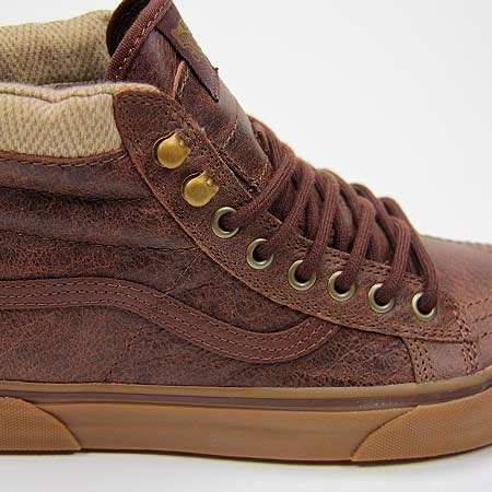 Vans Sk8-Hi MTE Unisex Shoes, Brown/ Herringbone in stock at SPoT Skate Shop