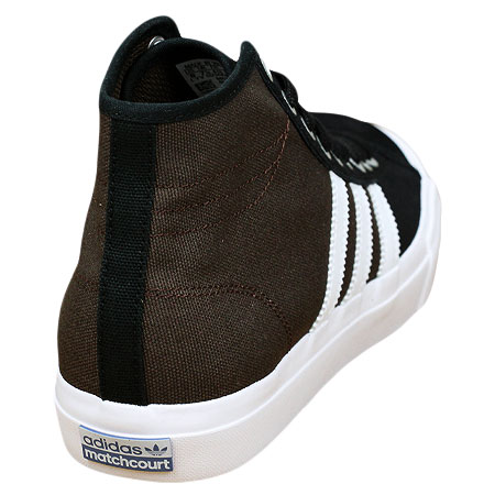 adidas Matchcourt High RX Shoes, Core Black/ Running White/ Brown in stock  at SPoT Skate Shop