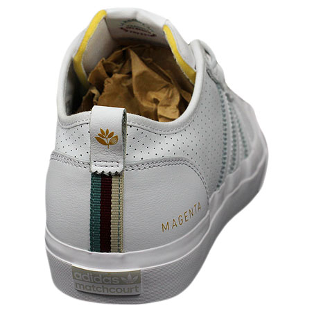 adidas Matchcourt RX X Magenta Shoes, Running White/ Gold Metallic/ Gum 4  in stock at SPoT Skate Shop