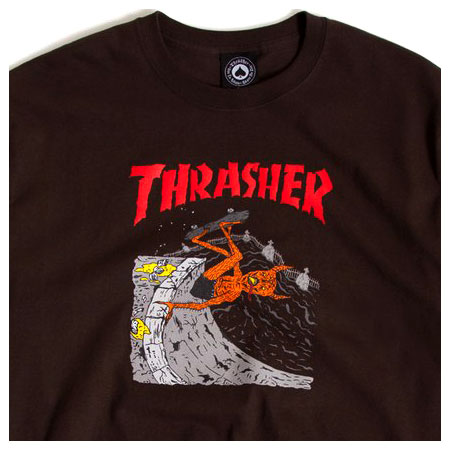Thrasher Magazine Neckface Invert T Shirt, Brown in stock at SPoT Skate ...
