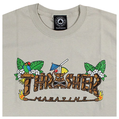 Thrasher Magazine Tiki T Shirt, Sand in stock at SPoT Skate Shop
