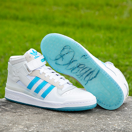 adidas Diego Najera Forum 84 Mid Shoes, Cloud White/ Signal Cyan/ Grey One  in stock at SPoT Skate Shop