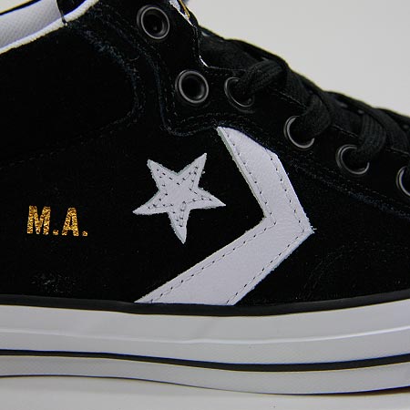 Converse Krooked x Mike Anderson Star Player Pro Ox Mid Shoes, Black Suede/  White in stock at SPoT Skate Shop