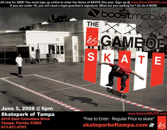 The eS Game of SKATE at SPoT is June 5, 2008