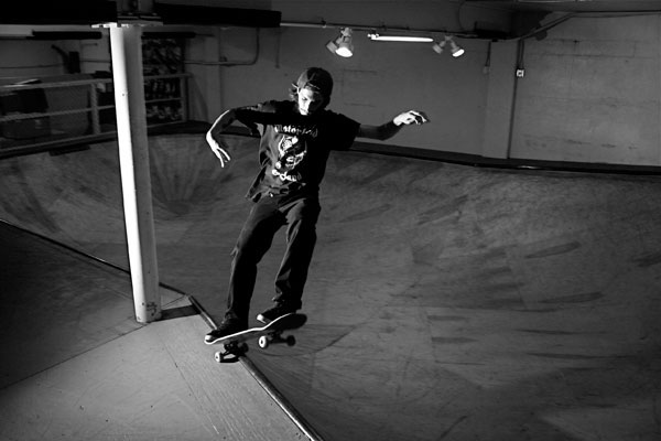 Ian Gow enjoying a frontside grind at the Plus TF