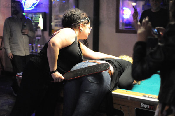 Birthday Paddling Over The Pool Table R Jeansspanking