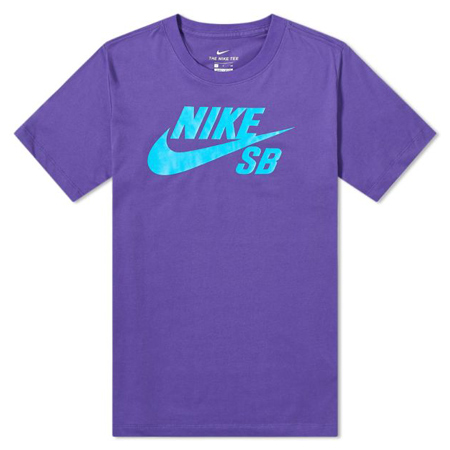 white nike shirt with purple logo