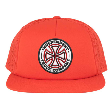 Independent Red White Cross Mesh High Profile Trucker Hat in stock at SPoT  Skate Shop