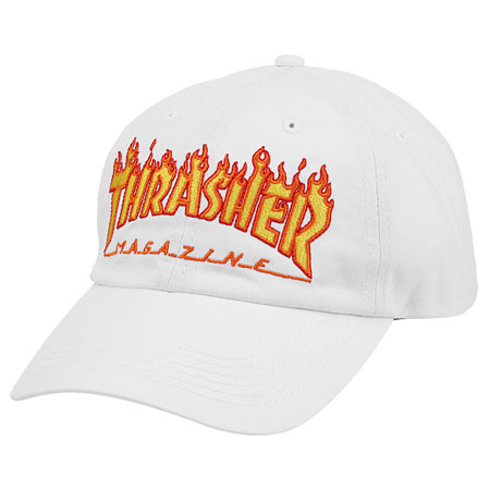 Thrasher Magazine Flame Old Timer Strap Back Hat in stock at SPoT Skate Shop