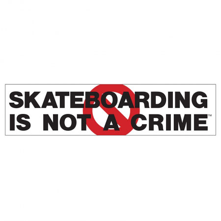 SKATEBOARDING IS NOT A CRIME 4.5" INCH STICKER WHITE AND BLACK RAD SANTA CRUZ 