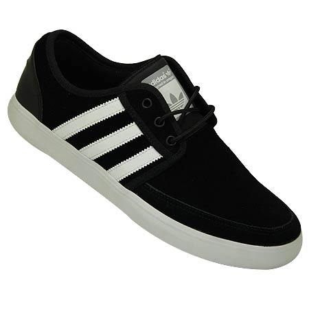 adidas Seeley Boat Shoes, Black/ Running White in stock at SPoT Skate Shop