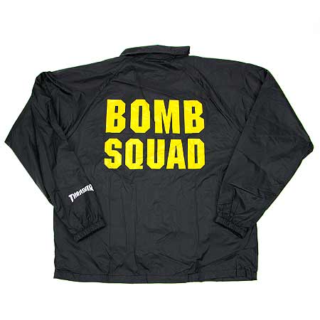 Thrasher Magazine Bomb Squad Coaches Windbreaker Jacket, Black in stock at  SPoT Skate Shop