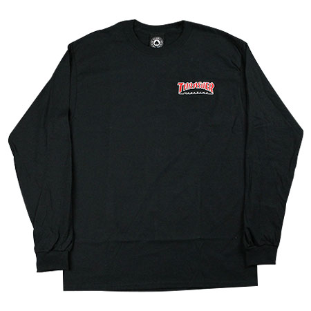 Small Thrasher Magazine Outlined Embroider Black Mens Long Sleeve T-Shirt 