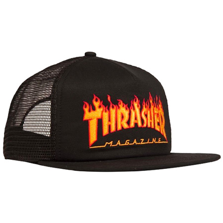 Thrasher Magazine Flame Logo Mesh Snap-Back Hat in stock at SPoT Skate Shop