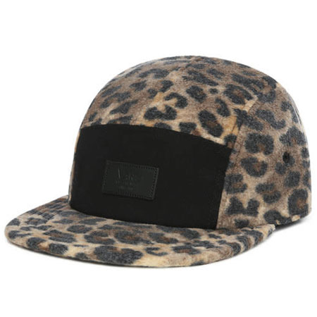 Vans Davis 5 Panel Camper Hat, Leopard/ Black in stock at SPoT Skate Shop